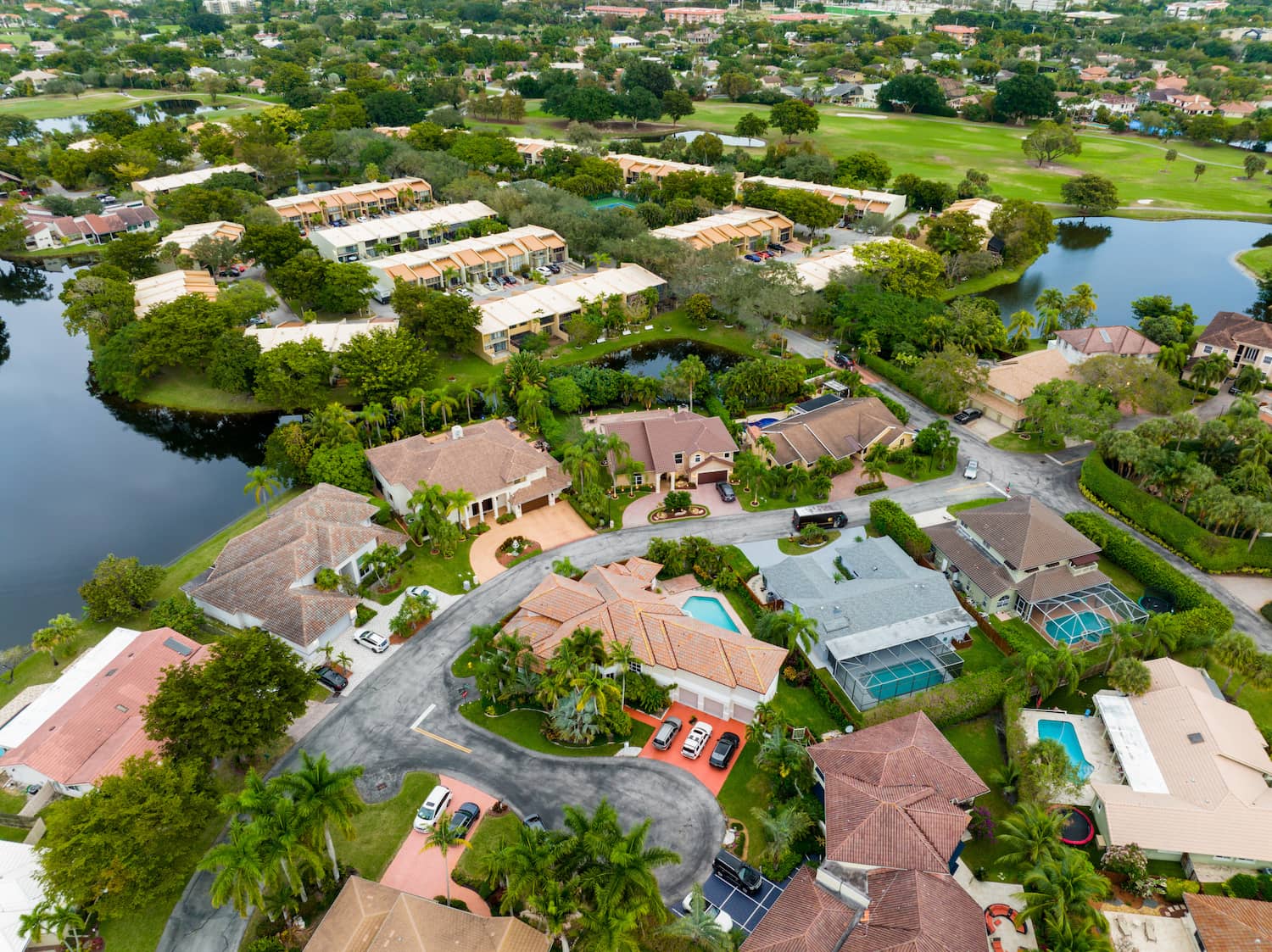 Aerial Photo Residential Homes In Plantation Florida Neighborhoods
